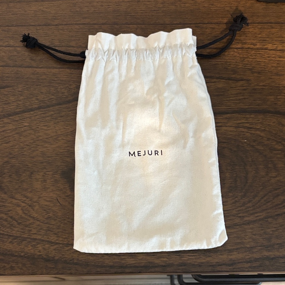 Mejuri Cream Drawstring Jewelry Pouch with Black Cord